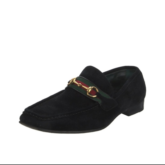 Gucci velvet chain link accents dress loafers